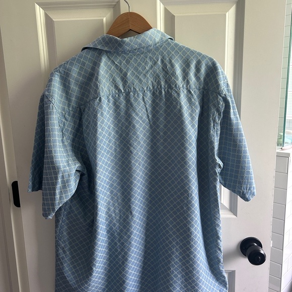 GUC size XL Sette Ponti Blue Patterned Men's Silk blend shirt. Button up. - Picture 7 of 10